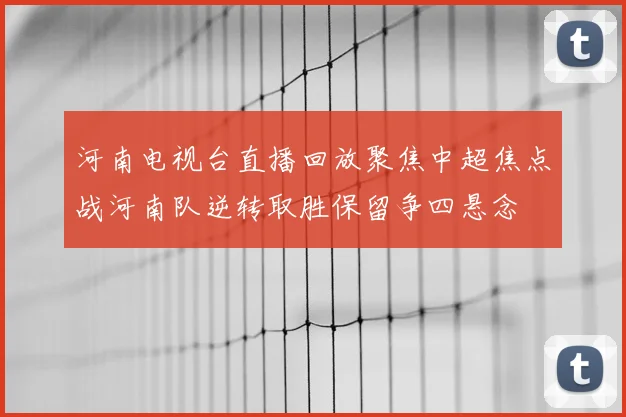 河南电视台直播回放聚焦中超焦点战河南队逆转取胜保留争四悬念