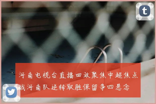 河南电视台直播回放聚焦中超焦点战河南队逆转取胜保留争四悬念